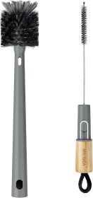 Water Bottle Brush and Straw Cleaner Brush, Long Handle Bottle Cleaner Brush, 2 in 1 Bottle Cleaning Brush for Sports Bottles, Baby Bottles, Mugs